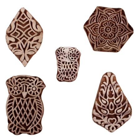 Set of 5 Piece New Mix Wooden Printing Blocks